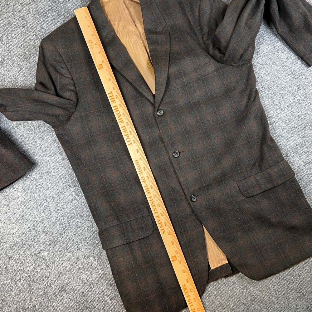 Vintage 50s Pennys Blazer Mens 42R Brown Shadow Plaid 3 Button Union Made in USA - Picture 9 of 14